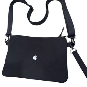 Apple Logo Black 10X 7 Shoulder Crossbody Bag Adjustable Strap Pockets Zippered